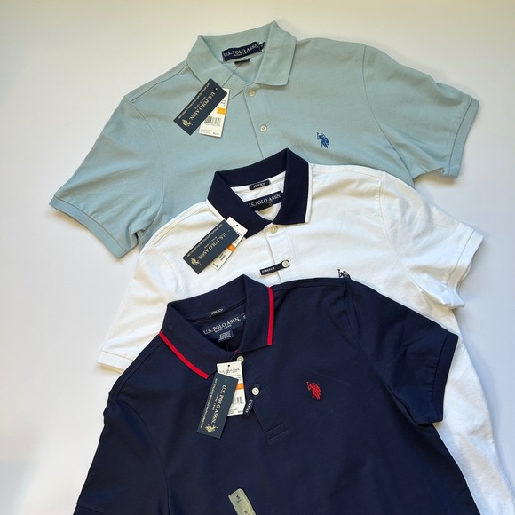 U.S. Polo Assn. Other - US Polo Assn Mens 3 Pack Slim Fit Stretch Pique Polo Shirts Small New NWT READ